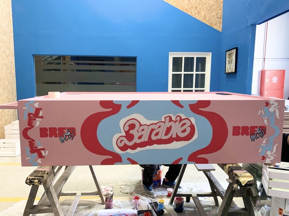 Pink Barbie cart with the BRED logo