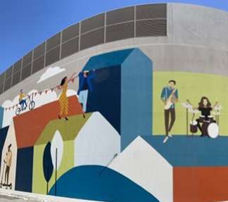 Detail of the Dubai Hills Mall artwork