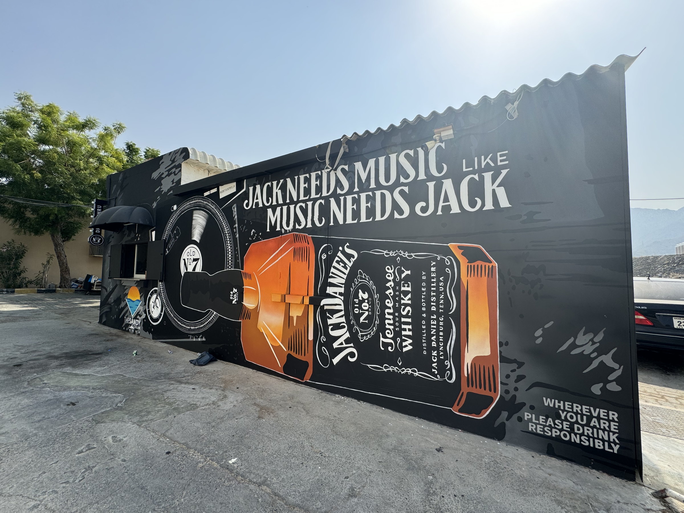 Jack Daniel's exterior mural at The Sandy Cellar, Fujairah