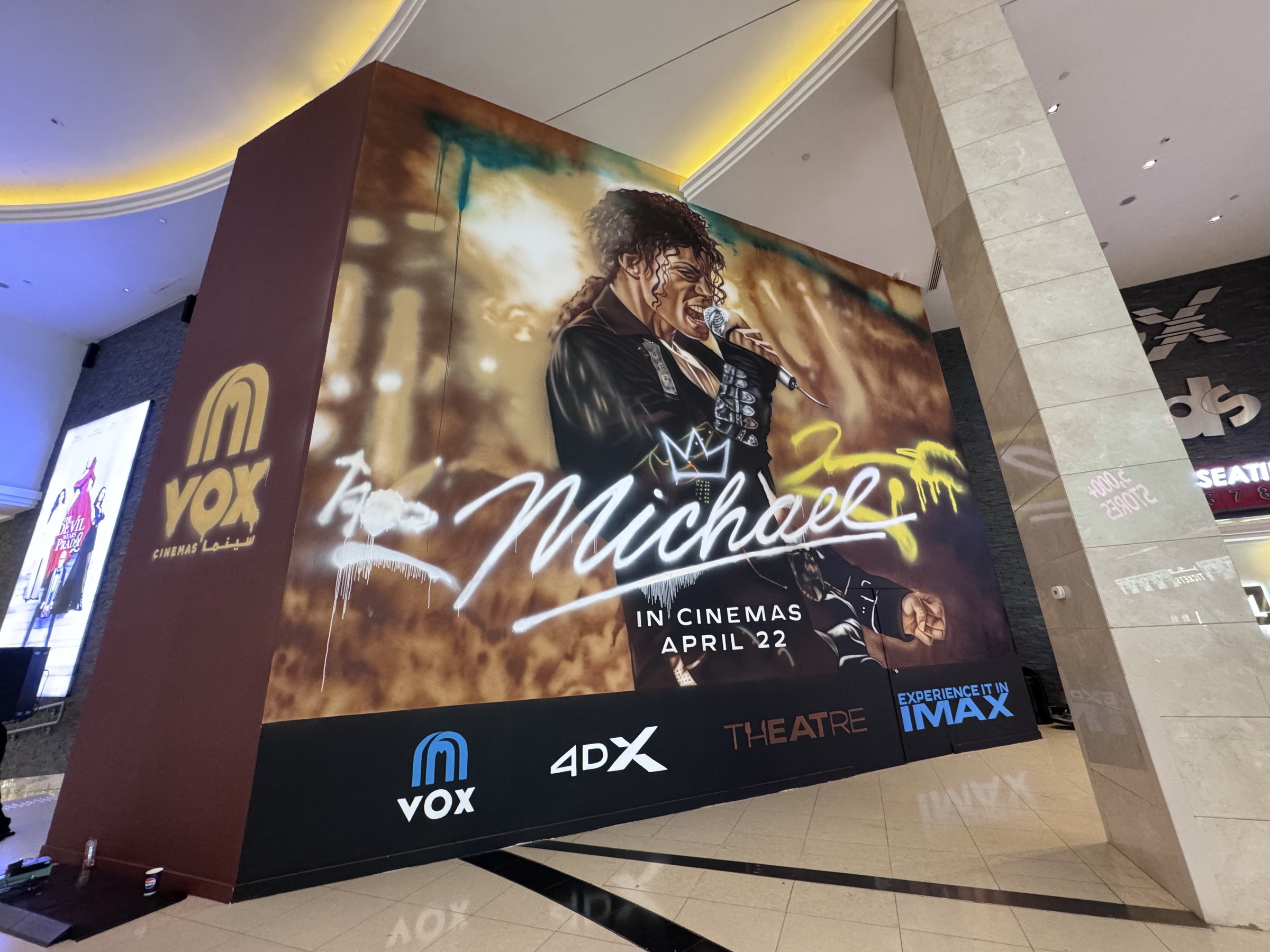 Airbrushed 'Michael' hoarding outside VOX Cinemas