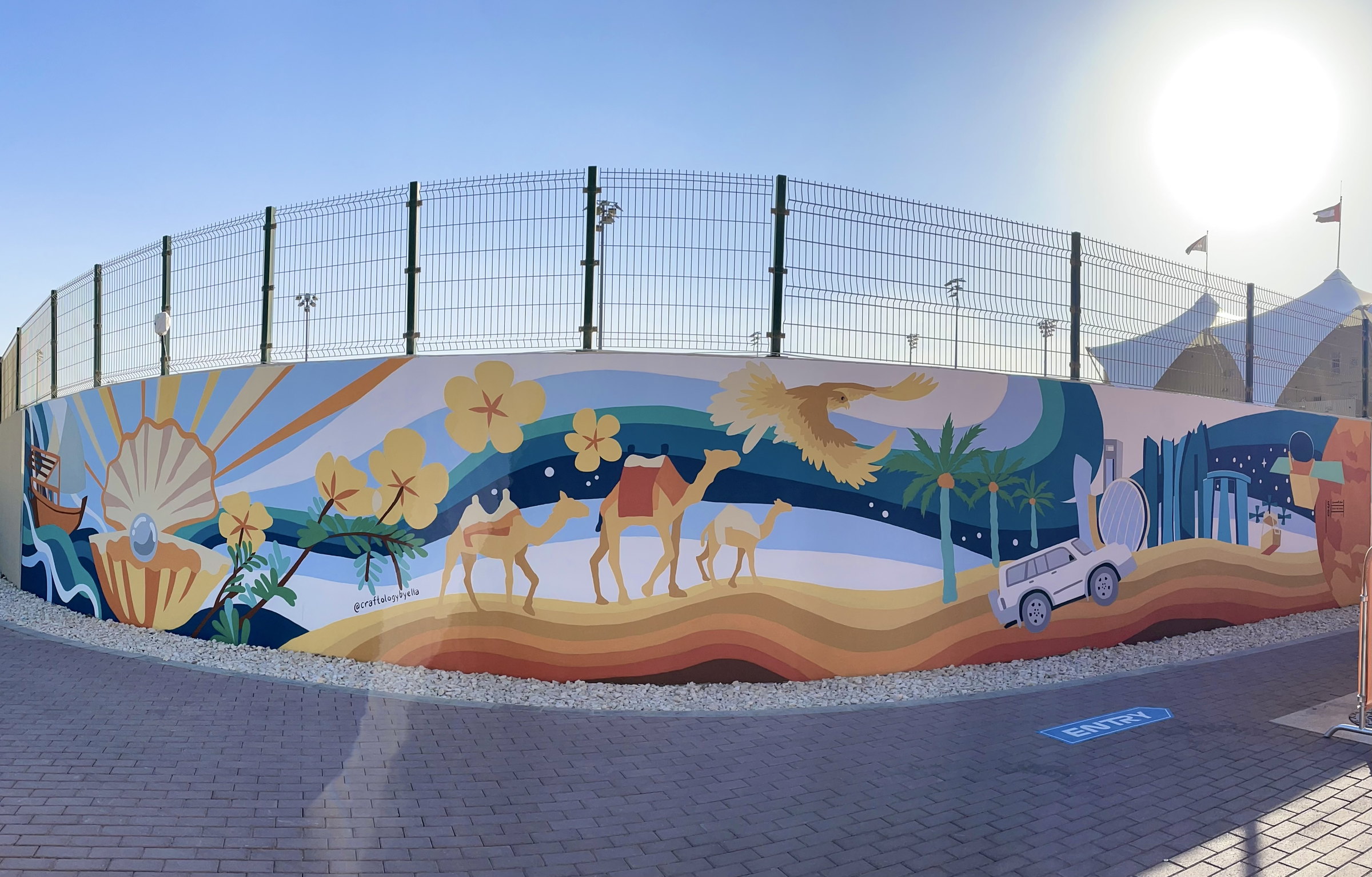 Panoramic UAE-inspired mural at North Oasis, Yas Marina Circuit